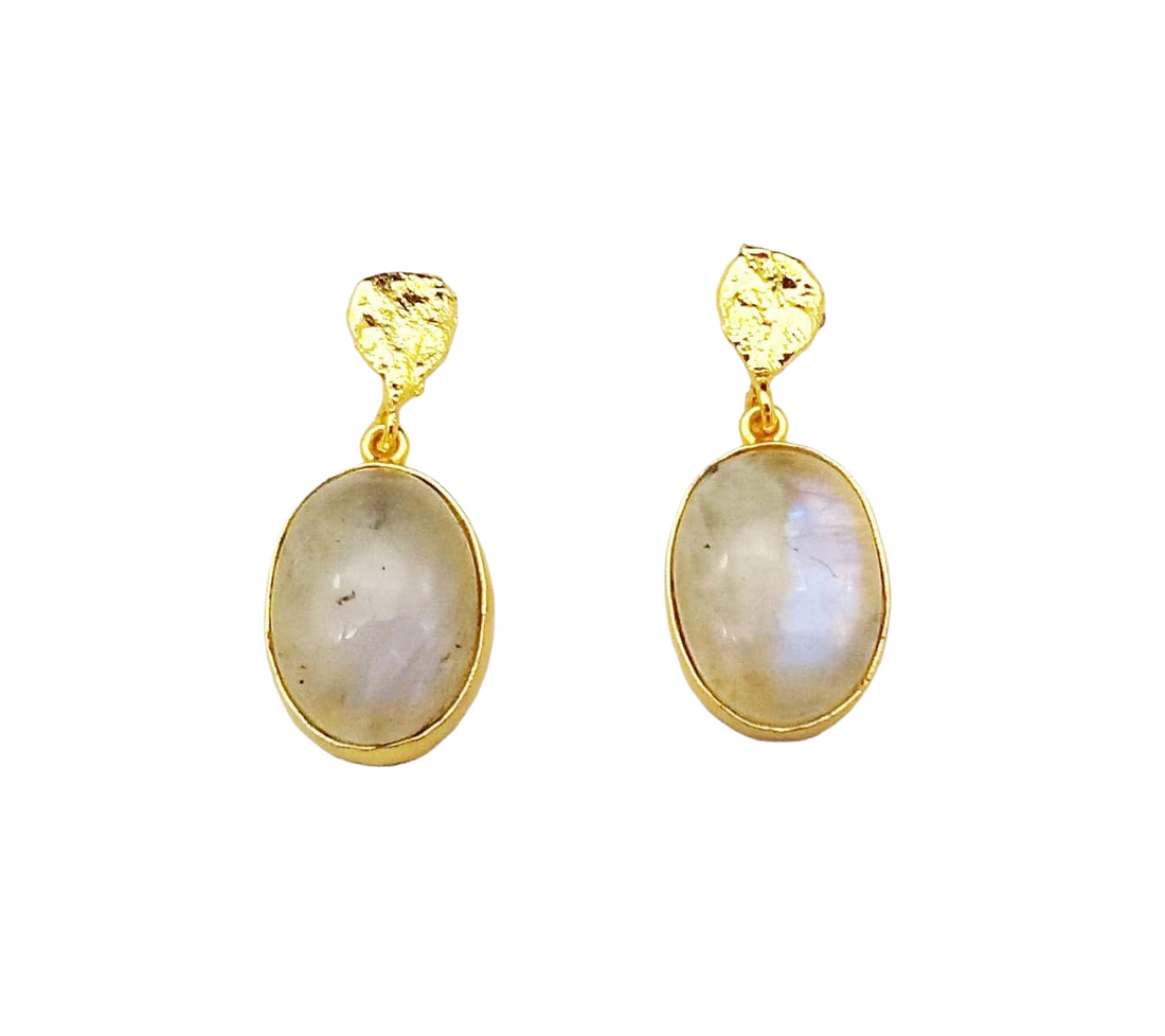Amazing Gold Plated Dangle Earrings – Semi Precious Stone Light weight Jewelry