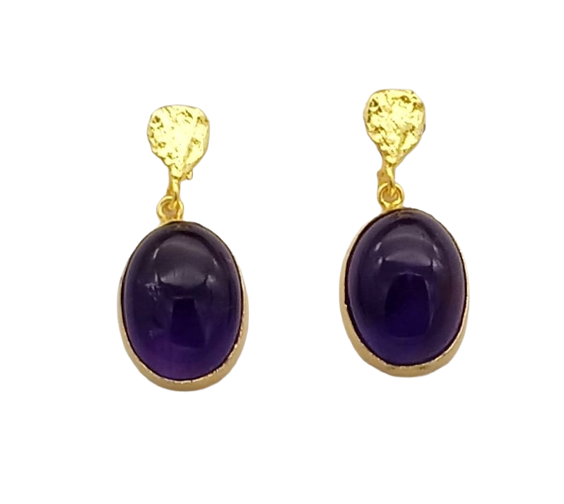 Amazing Gold Plated Dangle Earrings – Semi Precious Stone Light weight Jewelry