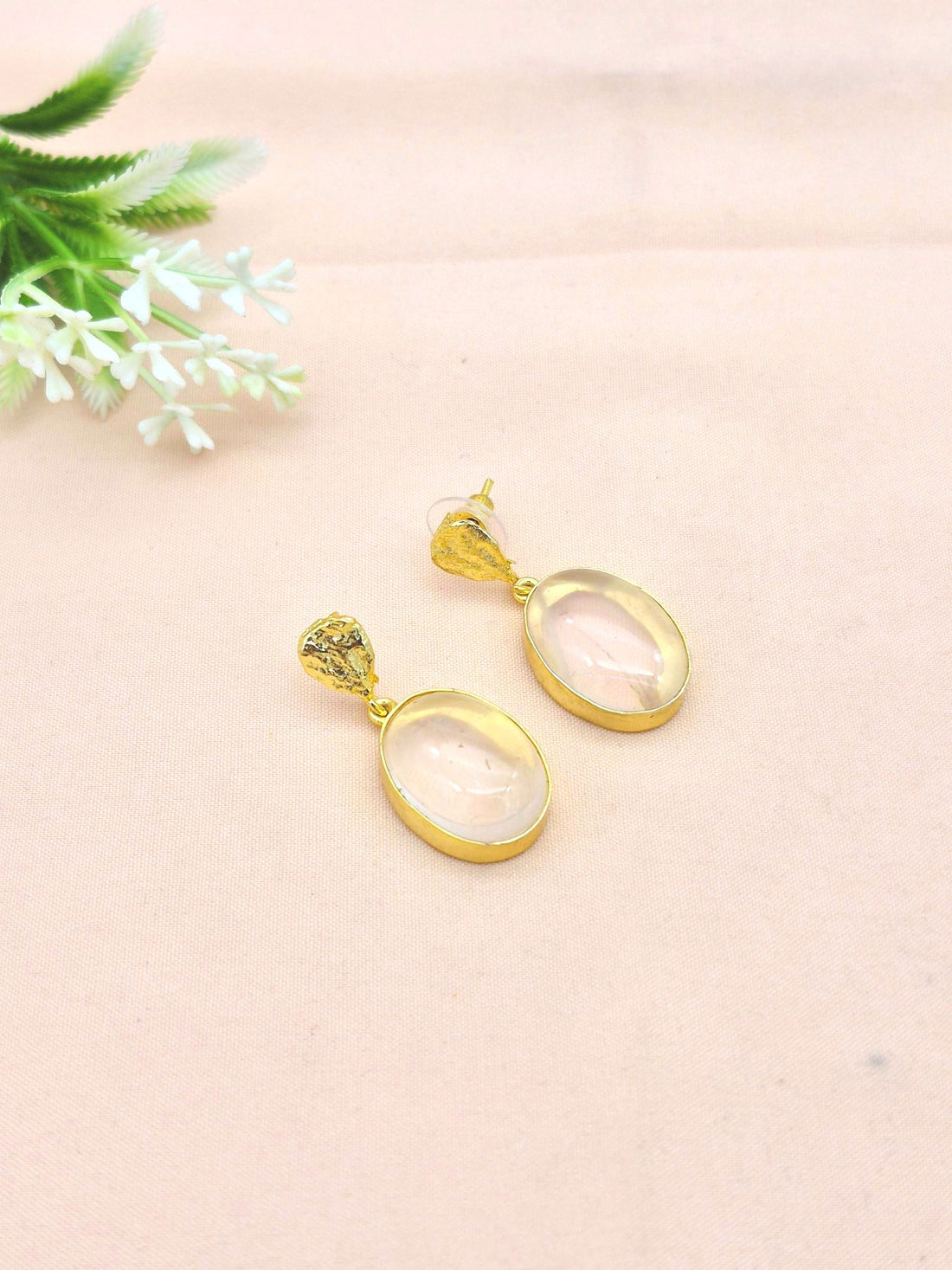 Amazing Gold Plated Dangle Earrings – Semi Precious Stone Light weight Jewelry