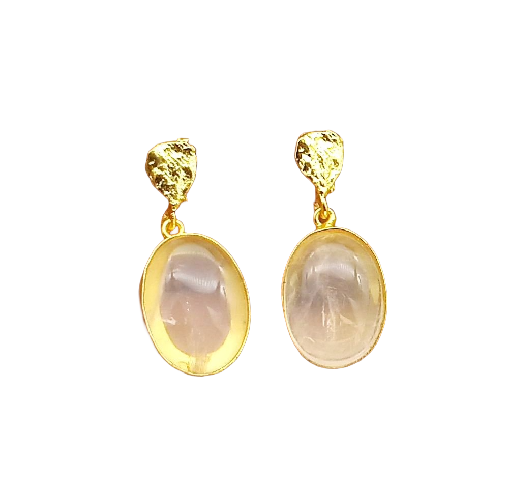 Amazing Gold Plated Dangle Earrings – Semi Precious Stone Light weight Jewelry