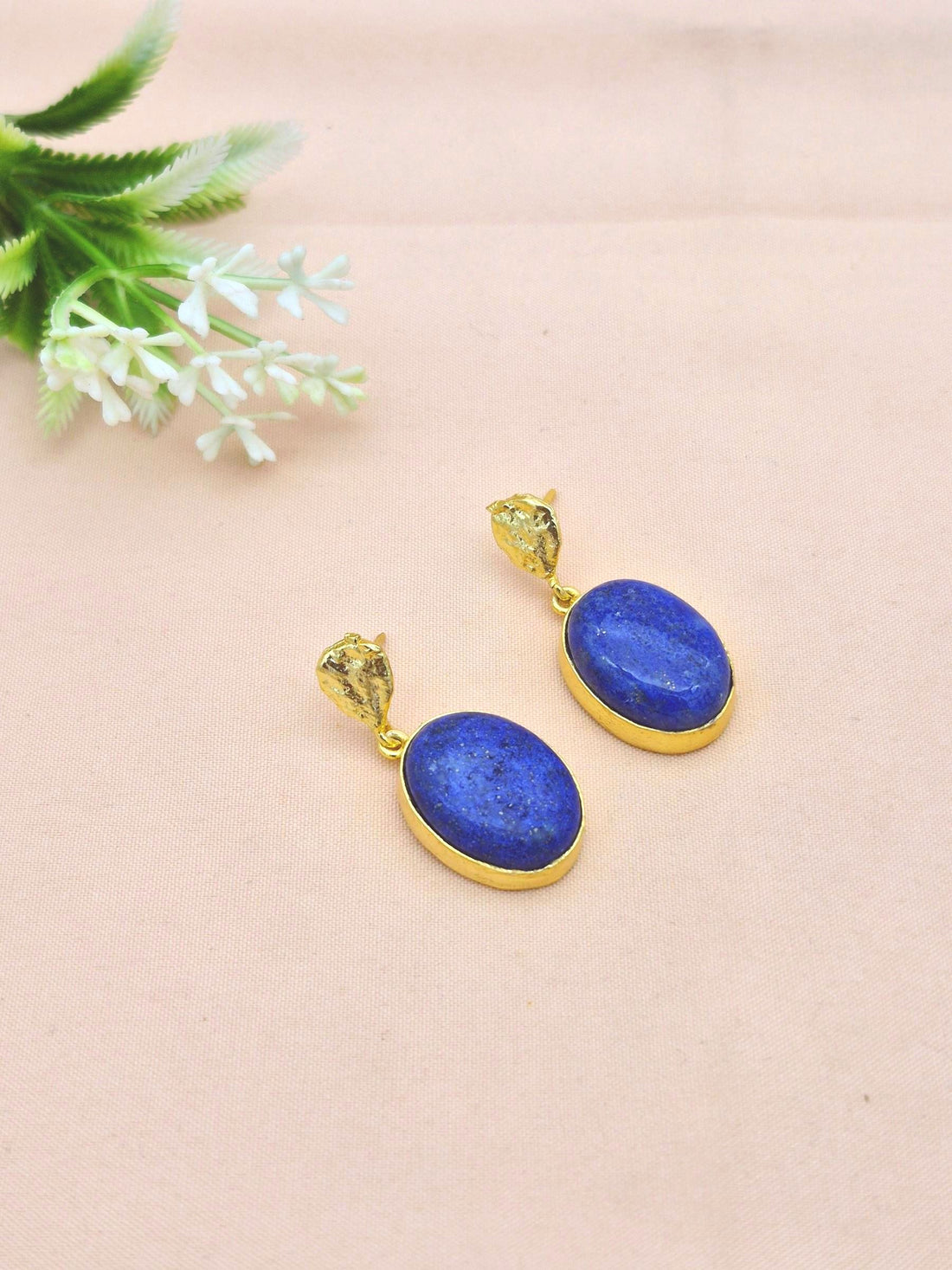 Amazing Gold Plated Dangle Earrings – Semi Precious Stone Light weight Jewelry