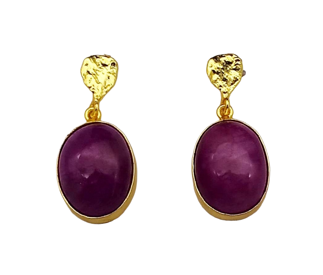 Amazing Gold Plated Dangle Earrings – Semi Precious Stone Light weight Jewelry