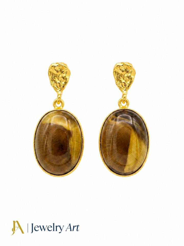Gold plated smoky quartz dangle earrings for women , lightweight jewelry
