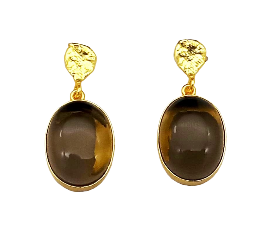 Amazing Gold Plated Dangle Earrings – Semi Precious Stone Light weight Jewelry
