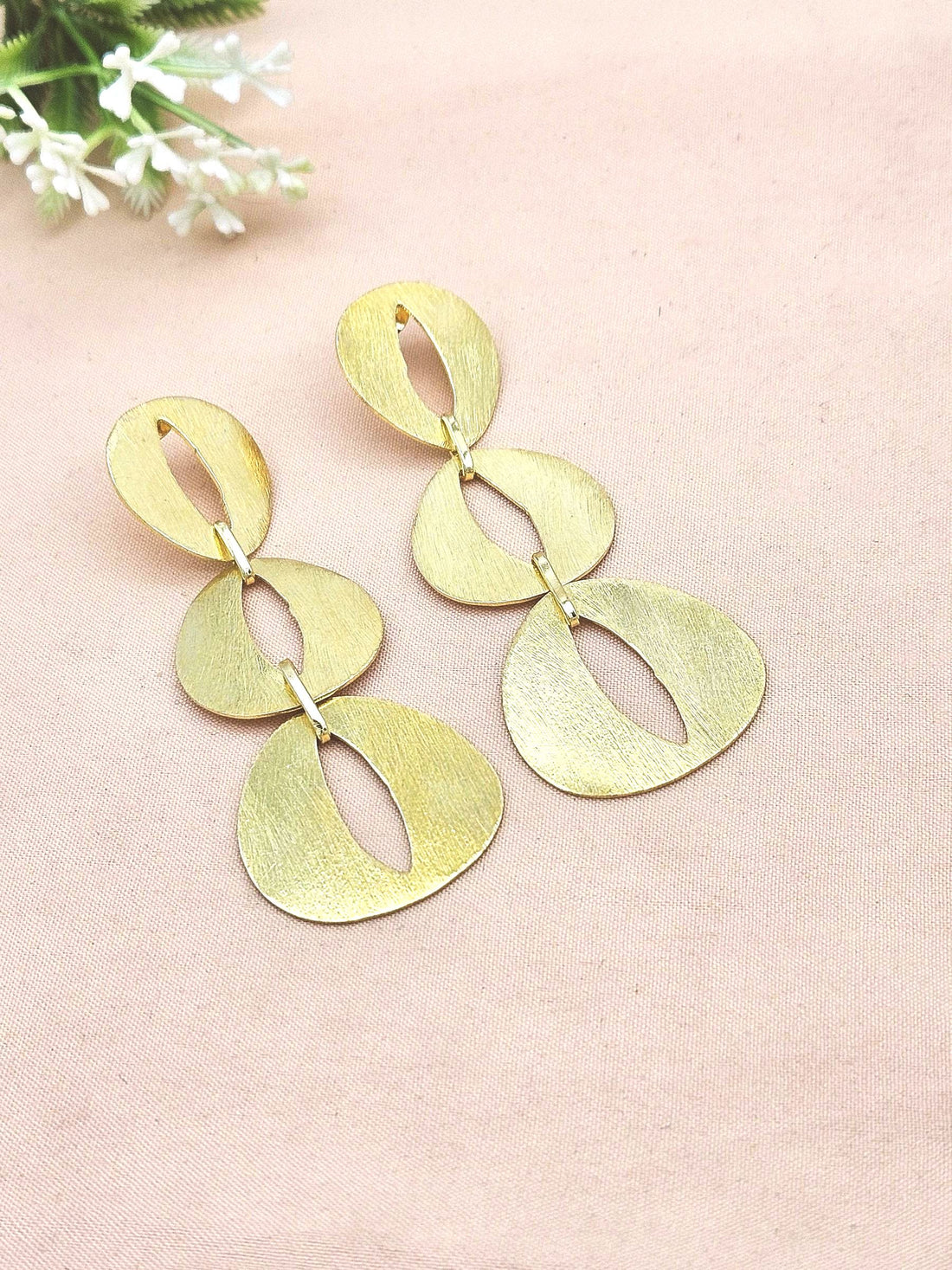 Artistic Aari Cutting Gold Plated Earrings – Matte Finish Handmade Elegant Dangles for Women