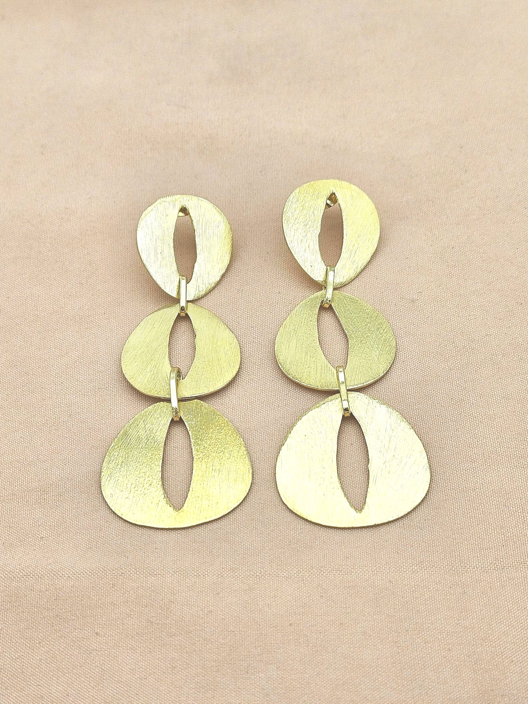 Artistic Aari Cutting Gold Plated Earrings – Matte Finish Handmade Elegant Dangles for Women