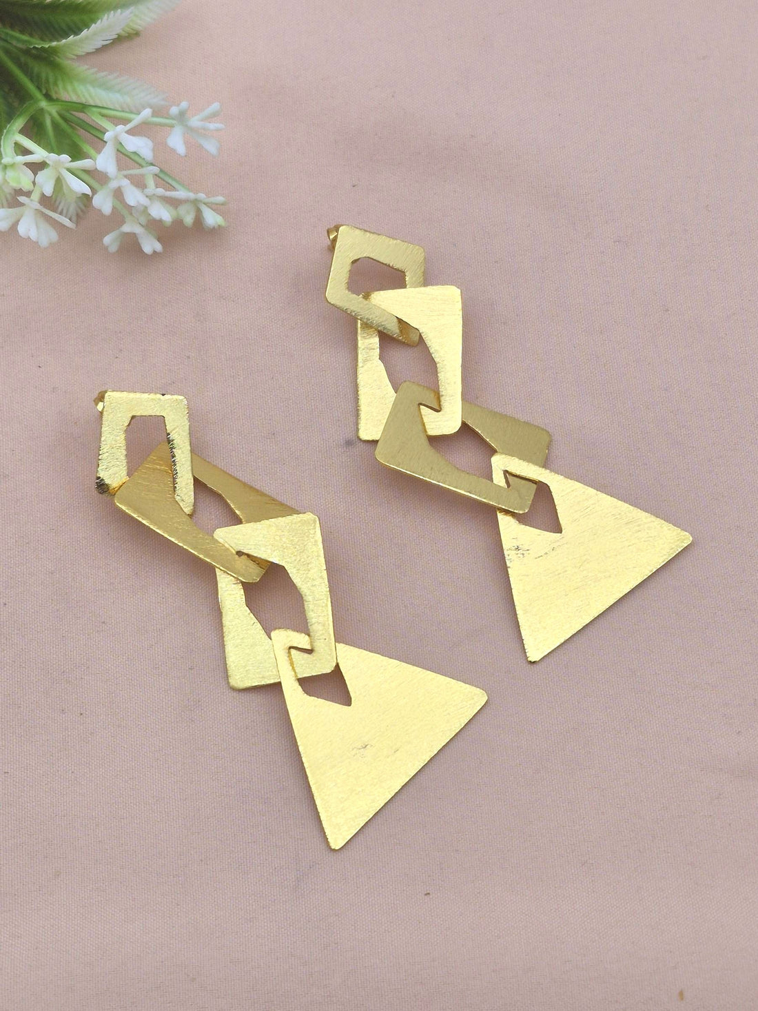 Gorgeous Gold Plated Brass Awesome Geometrical Designer Dangle Earrings