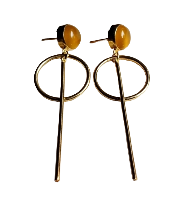 Awesome Gold Plated Dangle Earrings –Yellow Chalcedony Gemstone Handcrafted Jewelry