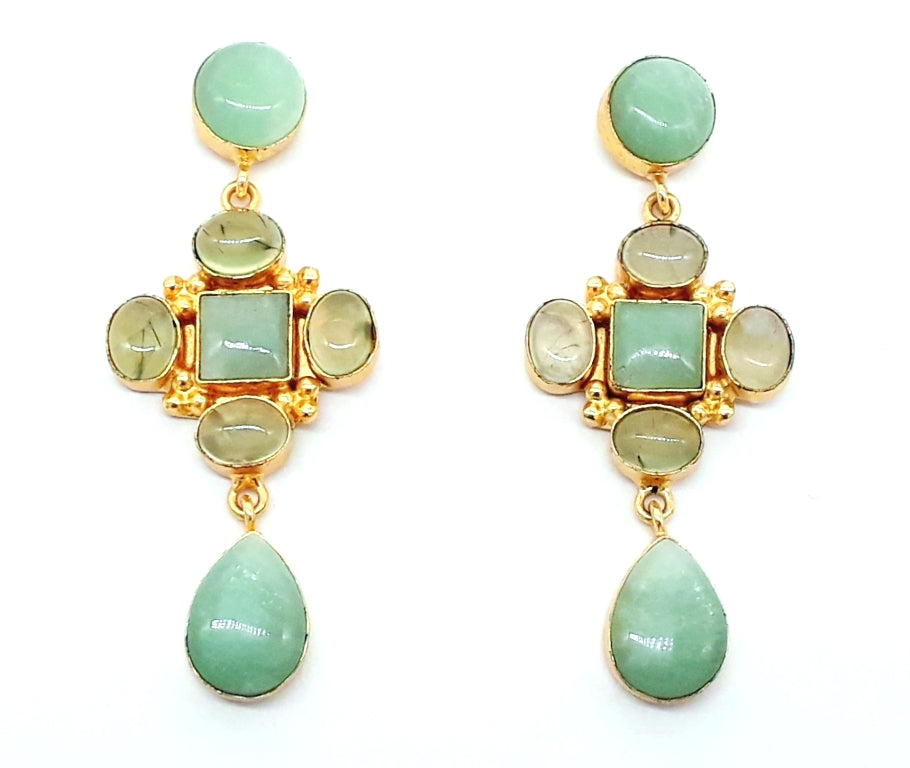 Stunning Gold Plated Dangle Earrings – Semi Precious Stone Jewelry