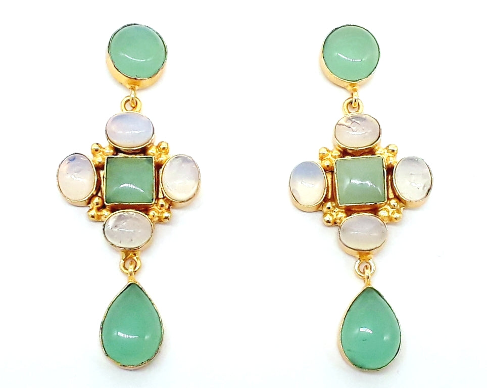 Stunning Gold Plated Dangle Earrings – Semi Precious Stone Jewelry