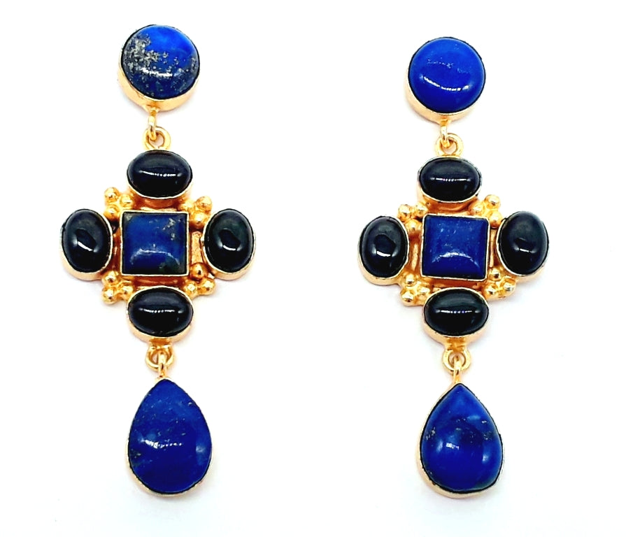 Stunning Gold Plated Dangle Earrings – Semi Precious Stone Jewelry
