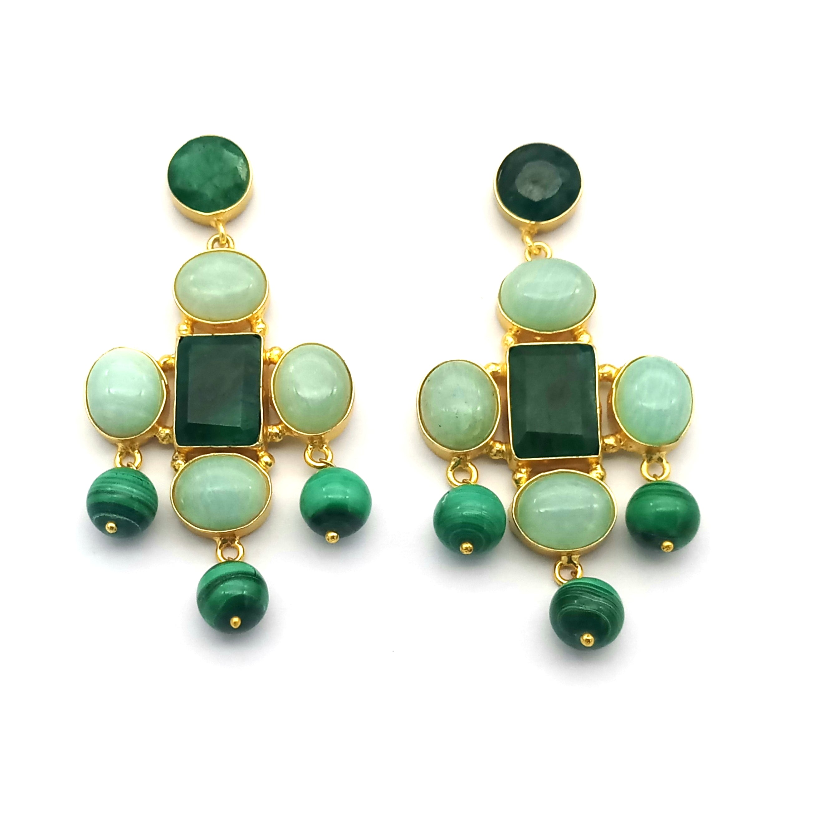 Awesome Gold Plated Dangle Earrings – Semi Precious Stone Jewelry