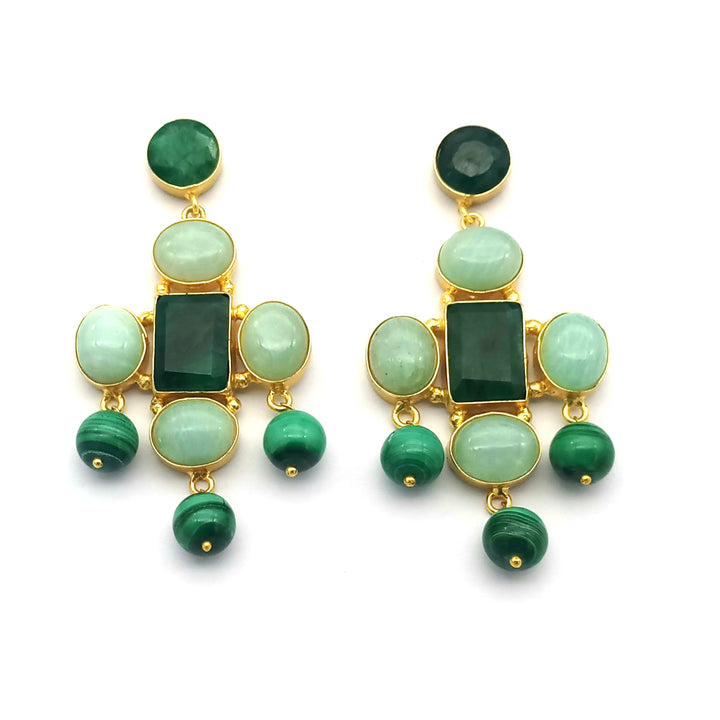 Awesome Gold Plated Dangle Earrings – Semi Precious Stone Jewelry