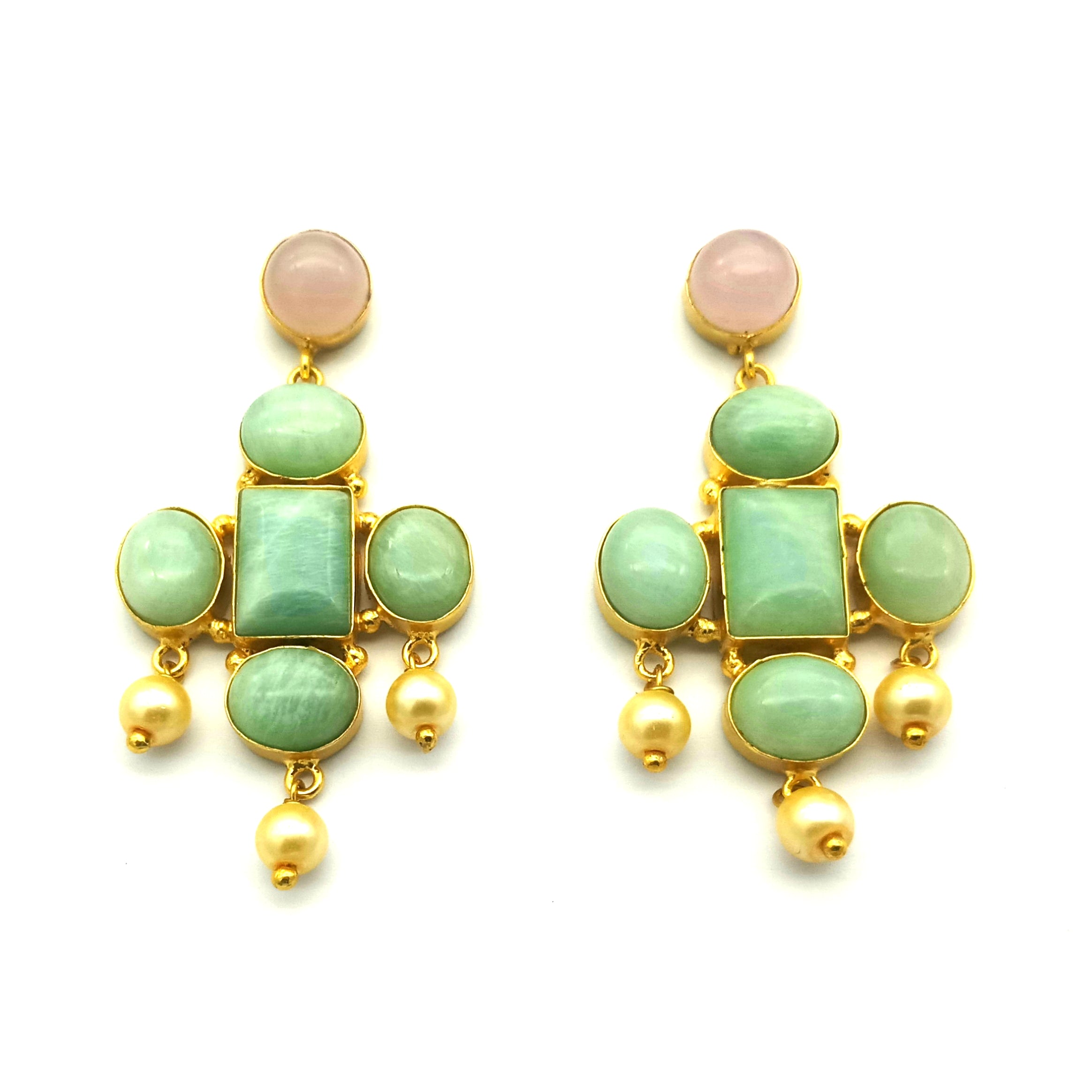Awesome Gold Plated Dangle Earrings – Semi Precious Stone Jewelry