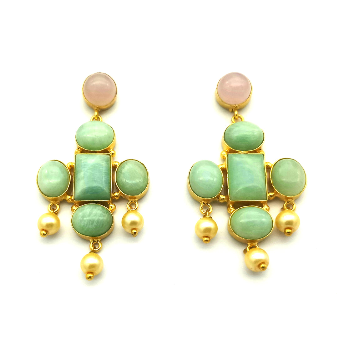Awesome Gold Plated Dangle Earrings – Semi Precious Stone Jewelry