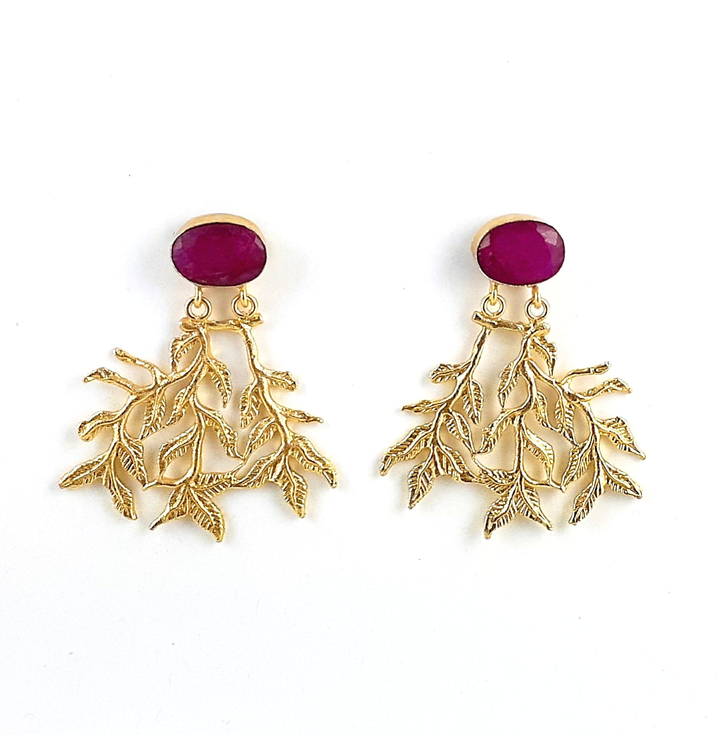Handcrafted Gold Plated Dangle Earrings –  Semi Precious Stone Jewelry