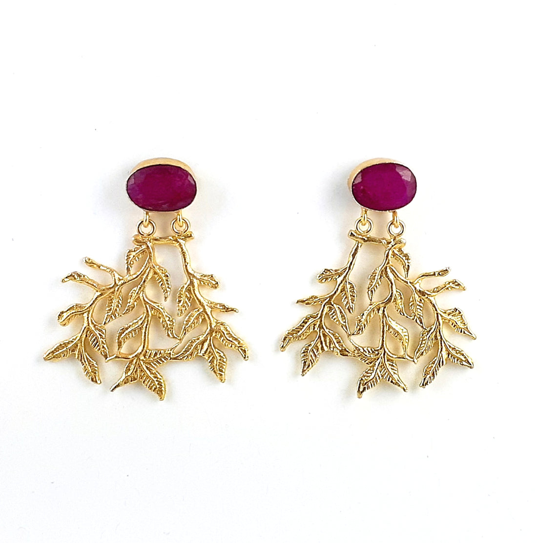Handcrafted Gold Plated Dangle Earrings –  Semi Precious Stone Jewelry