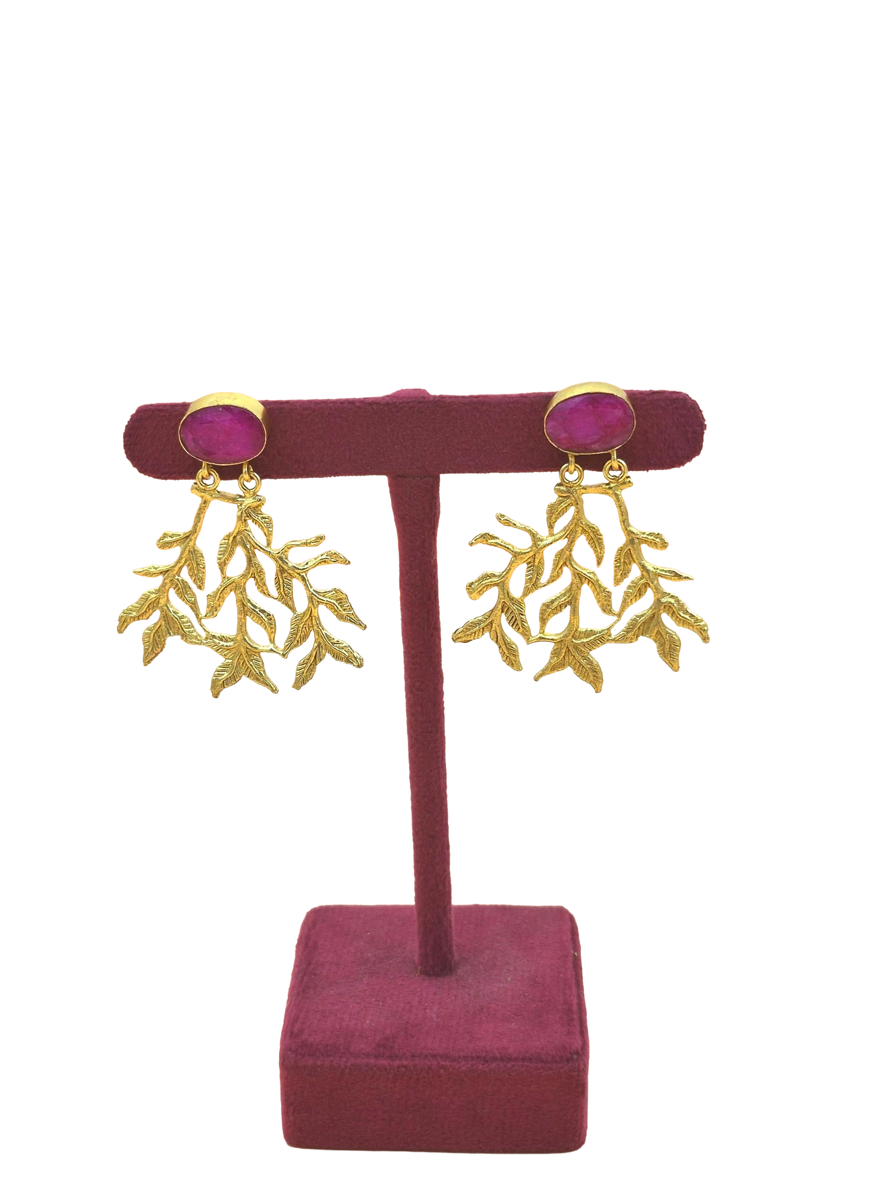 Handcrafted Gold Plated Dangle Earrings –  Semi Precious Stone Jewelry