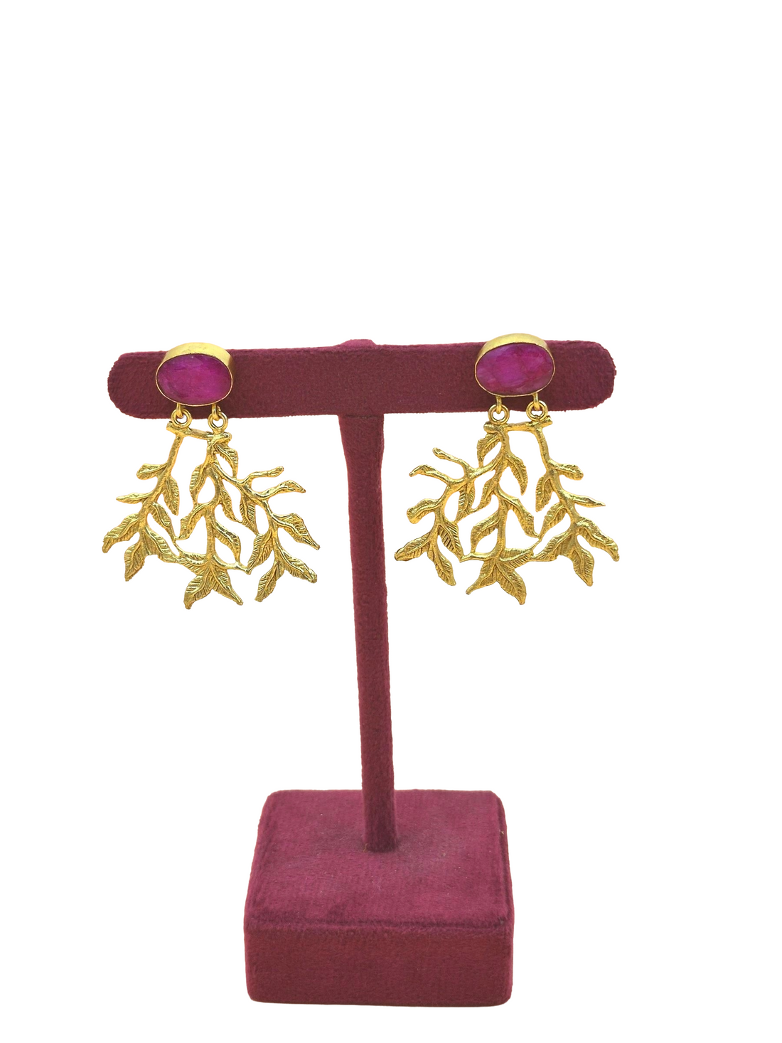 Handcrafted Gold Plated Dangle Earrings –  Semi Precious Stone Jewelry