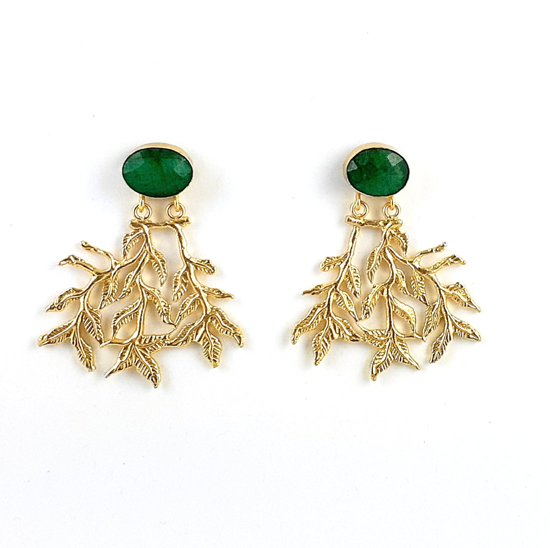 Handcrafted Gold Plated Dangle Earrings –  Semi Precious Stone Jewelry