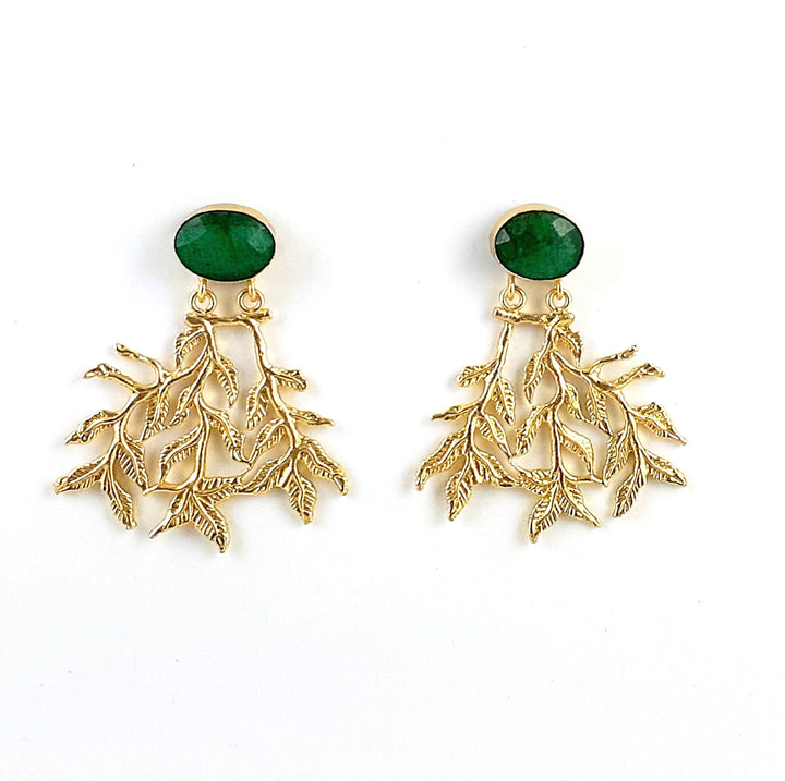 Handcrafted Gold Plated Dangle Earrings –  Semi Precious Stone Jewelry