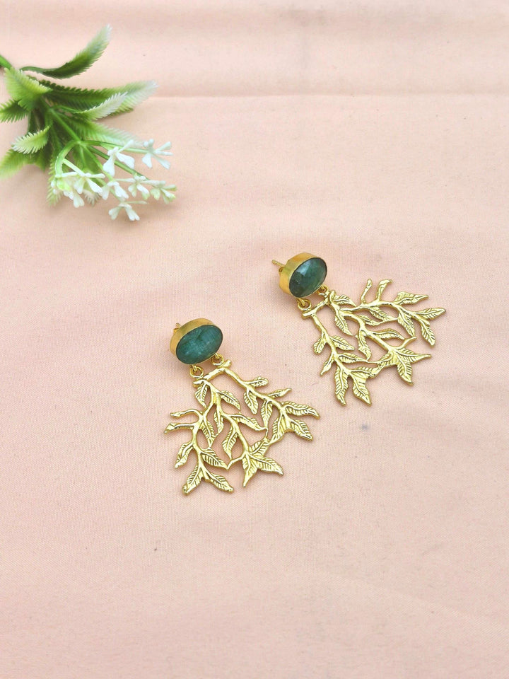 Handcrafted Gold Plated Dangle Earrings –  Semi Precious Stone Jewelry