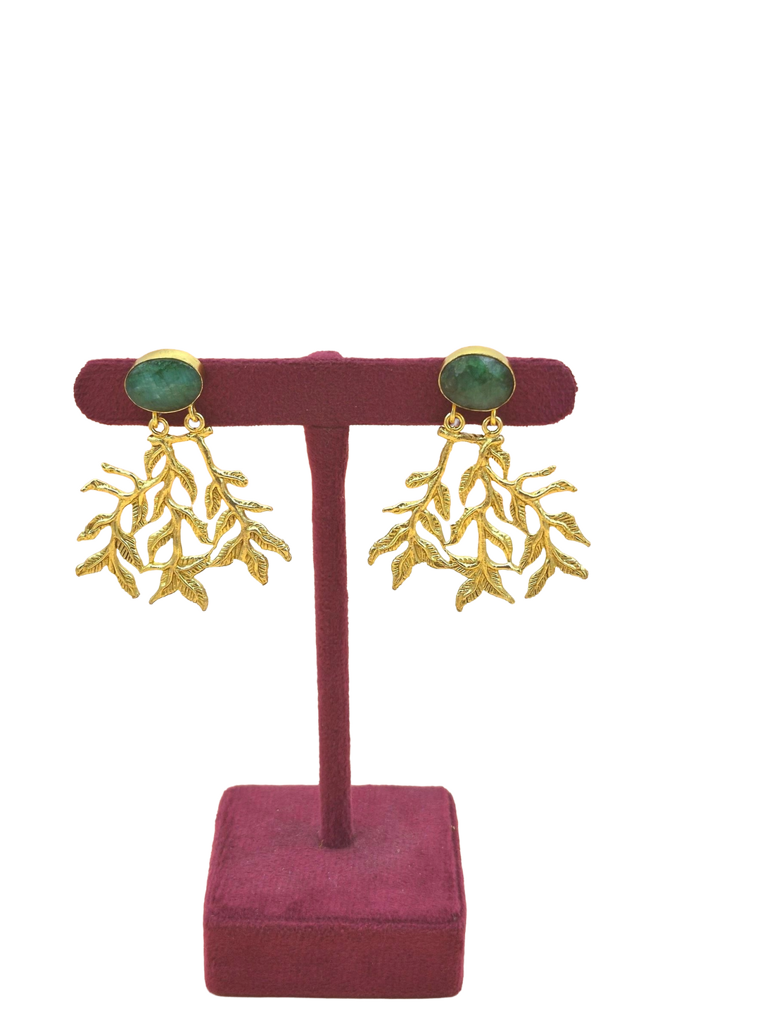 Handcrafted Gold Plated Dangle Earrings –  Semi Precious Stone Jewelry
