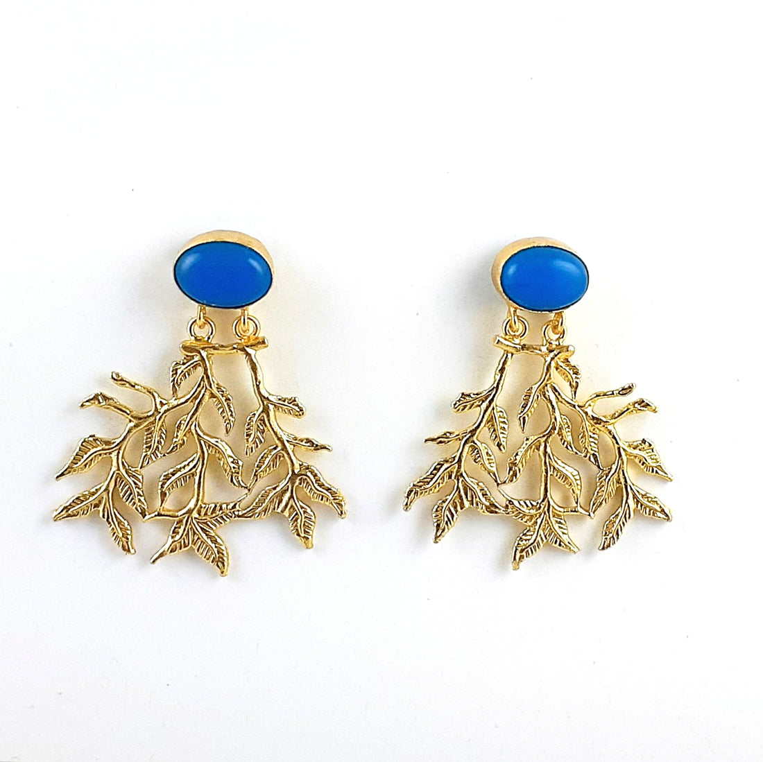 Handcrafted Gold Plated Dangle Earrings –  Semi Precious Stone Jewelry