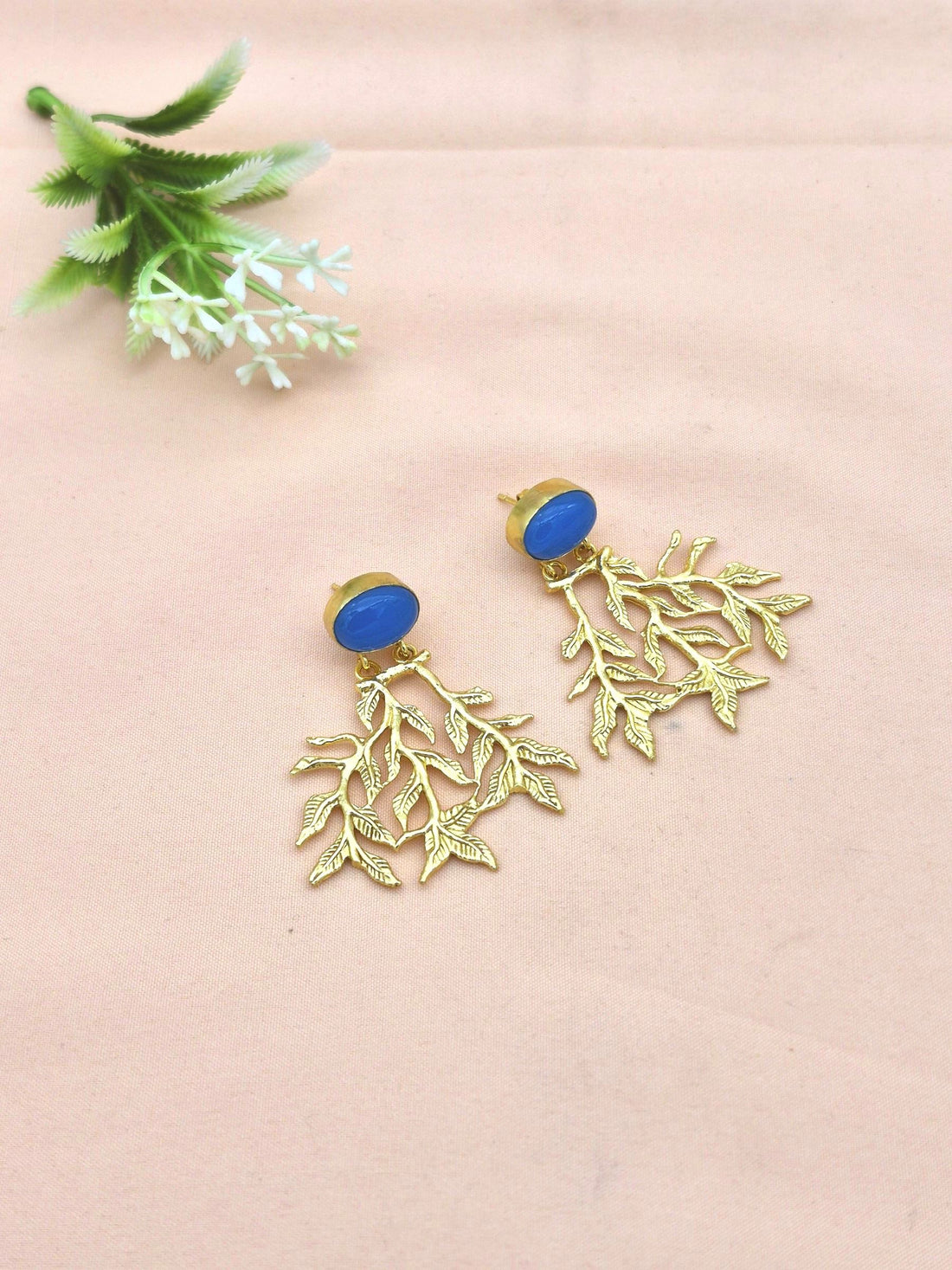 Handcrafted Gold Plated Dangle Earrings –  Semi Precious Stone Jewelry