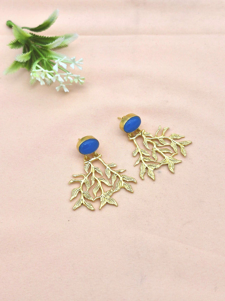 Handcrafted Gold Plated Dangle Earrings –  Semi Precious Stone Jewelry