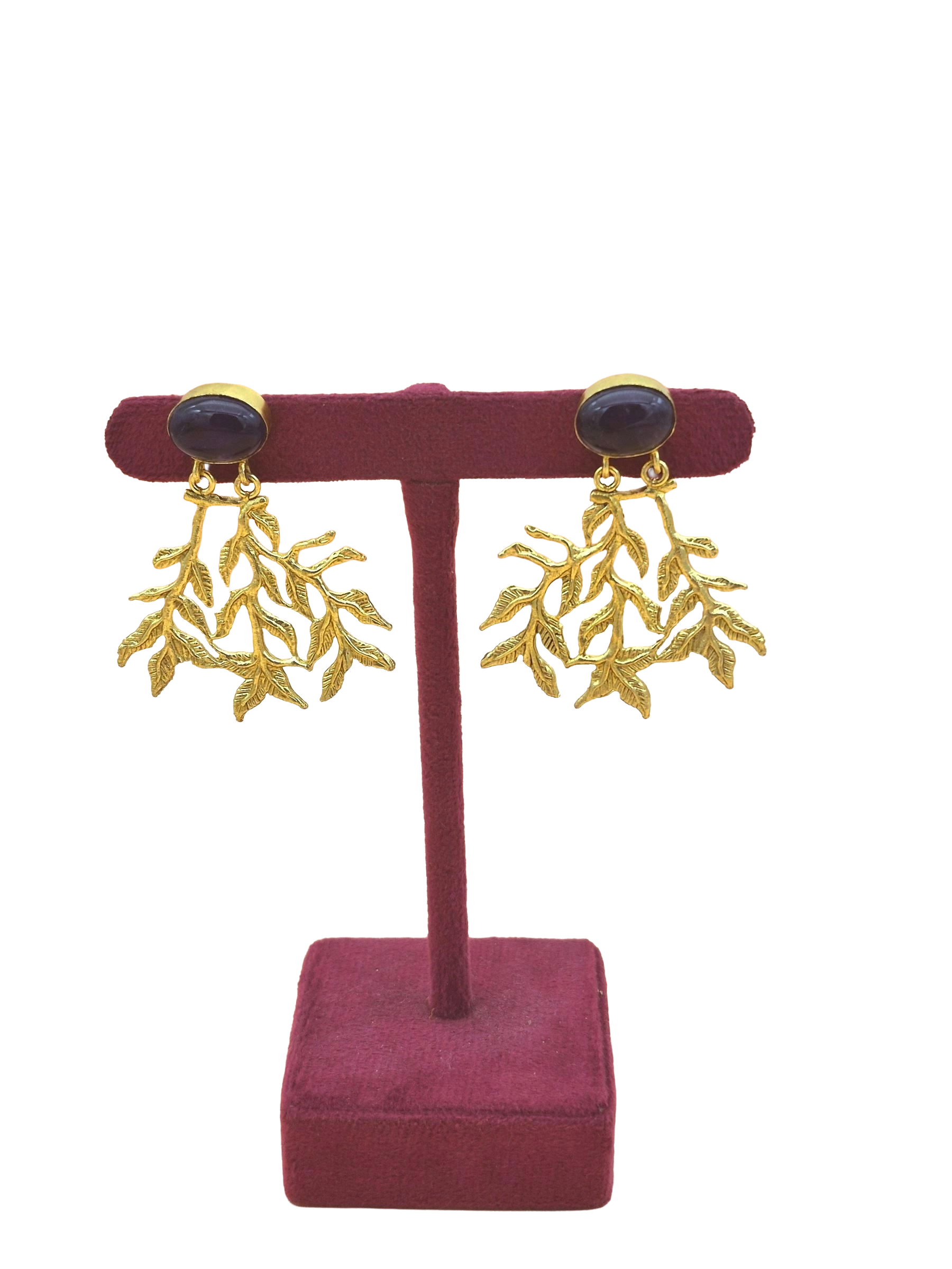 Handcrafted Gold Plated Dangle Earrings –  Semi Precious Stone Jewelry