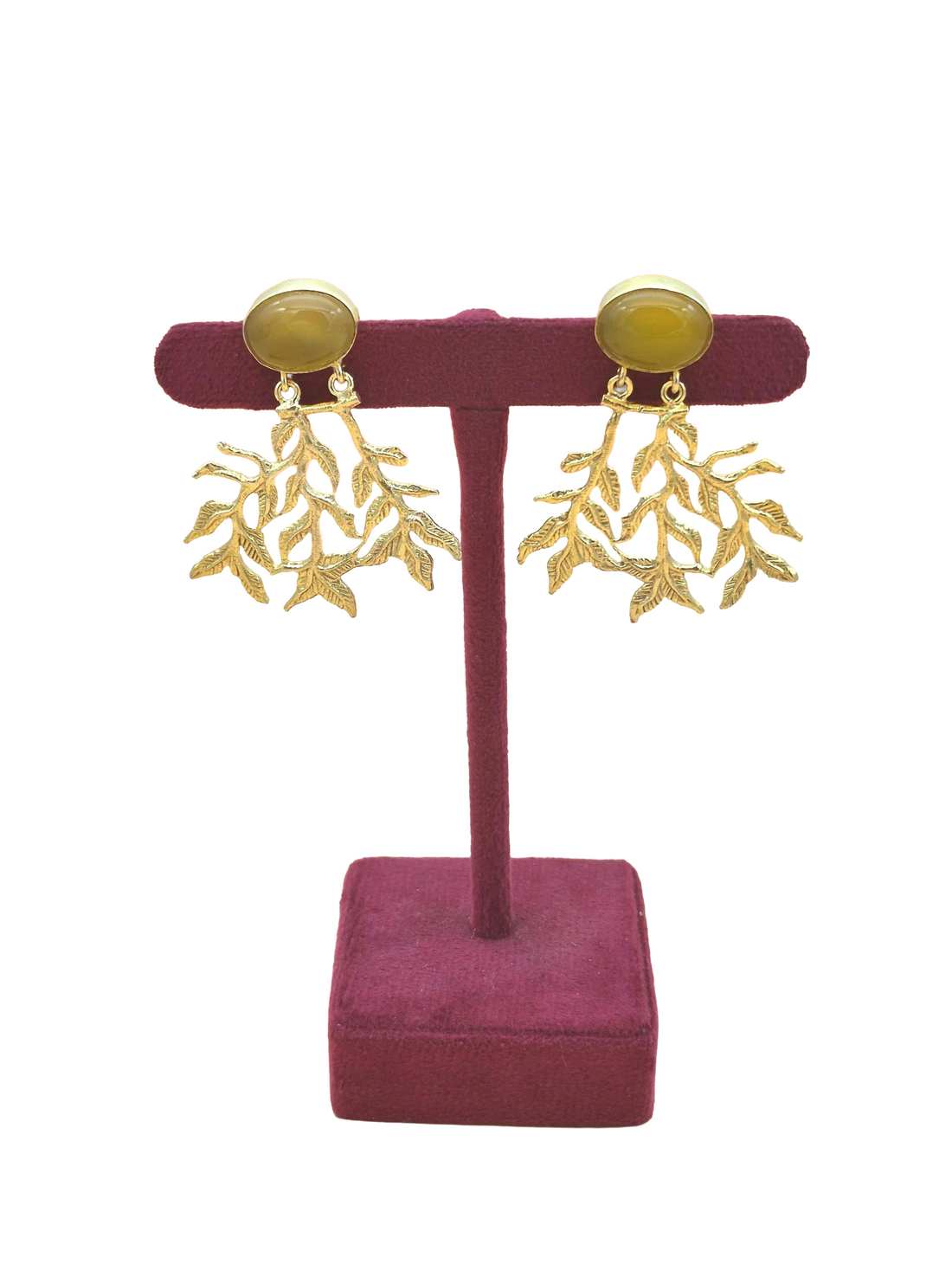 Handcrafted Gold Plated Dangle Earrings –  Semi Precious Stone Jewelry