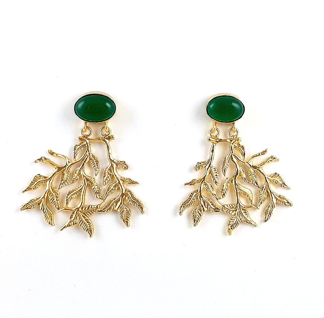 Handcrafted Gold Plated Dangle Earrings –  Semi Precious Stone Jewelry