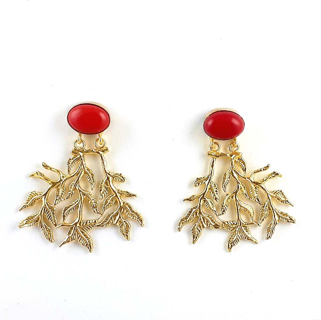 Handcrafted Gold Plated Dangle Earrings –  Semi Precious Stone Jewelry