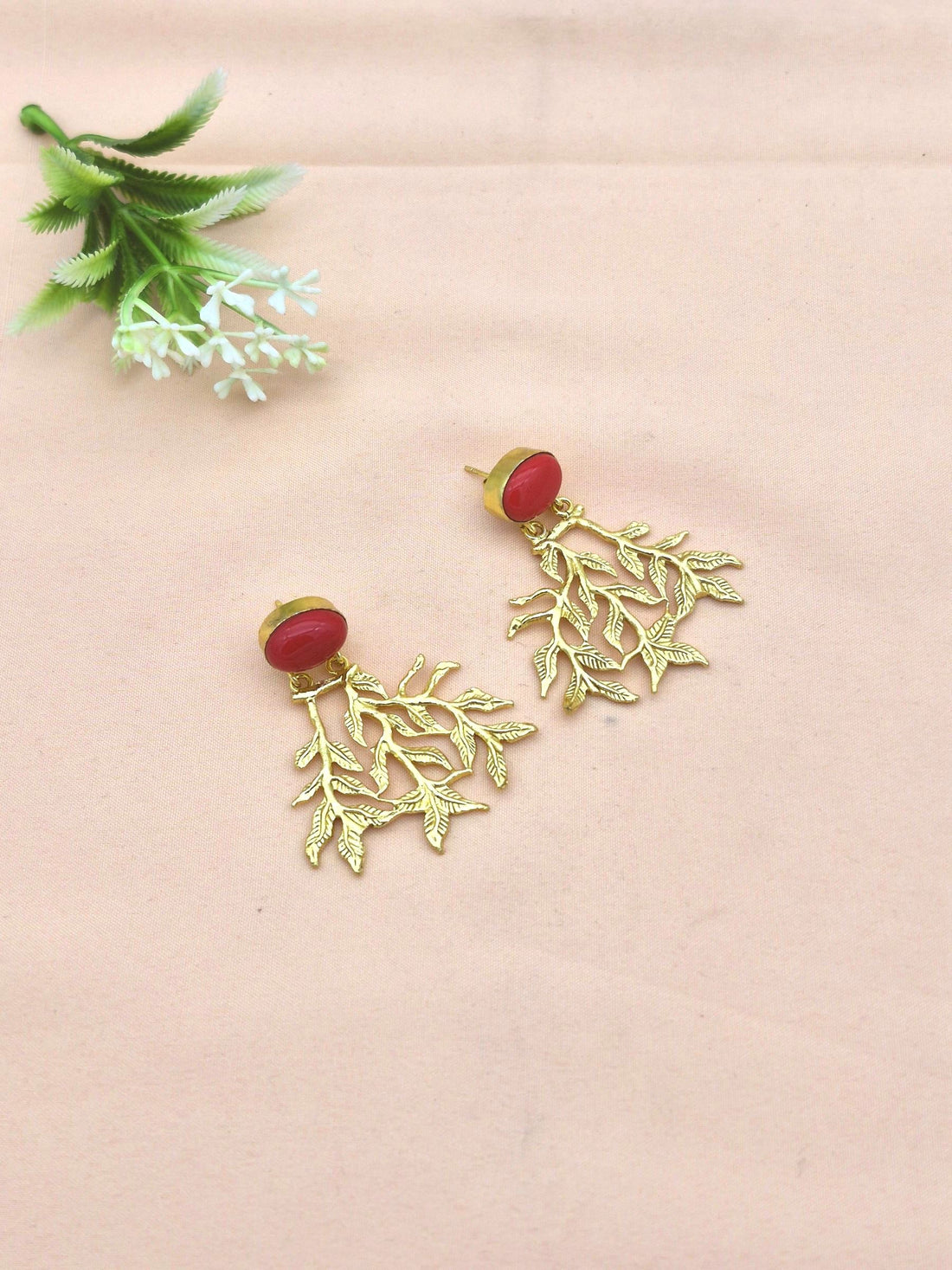 Handcrafted Gold Plated Dangle Earrings –  Semi Precious Stone Jewelry