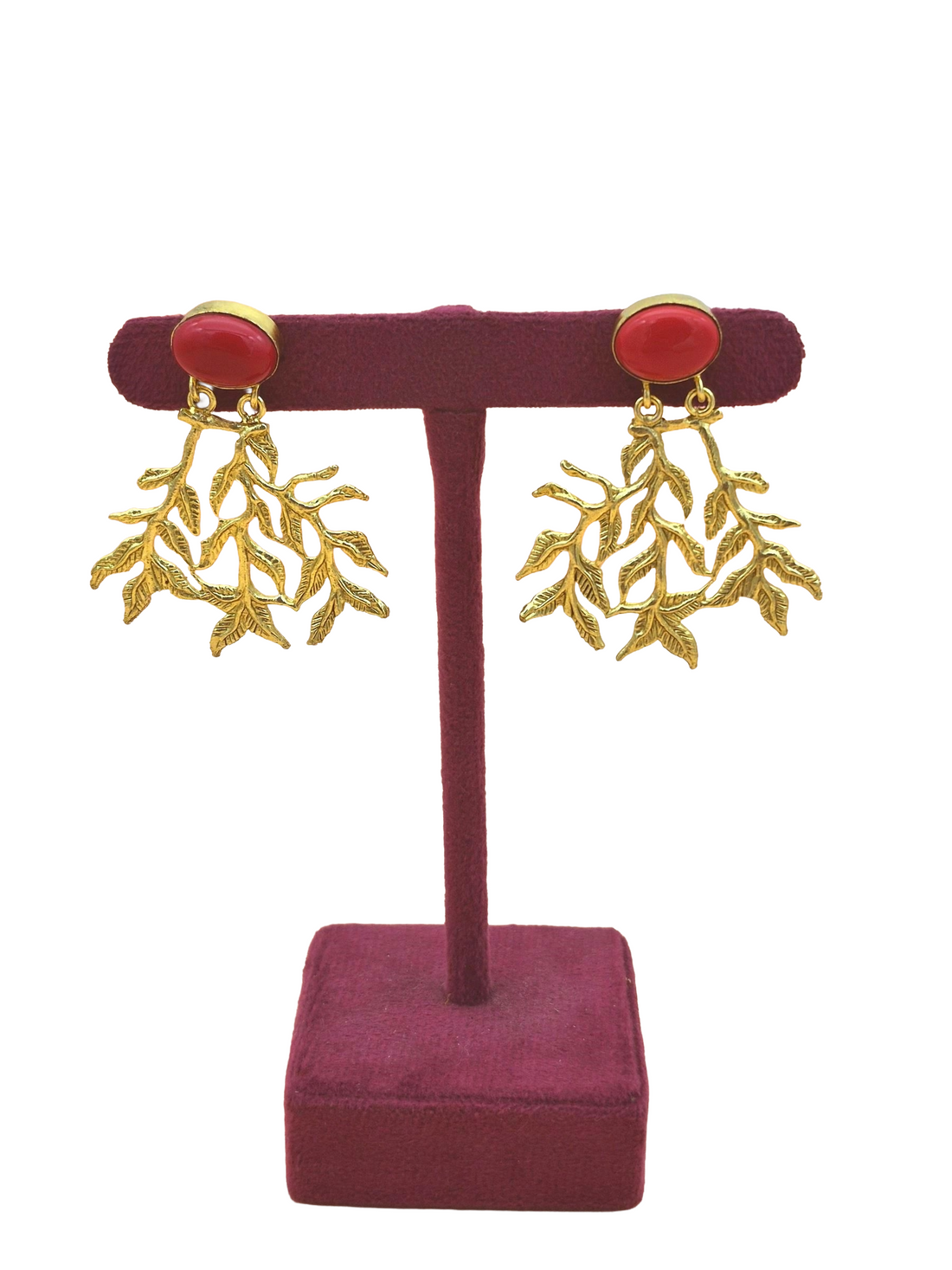 Handcrafted Gold Plated Dangle Earrings –  Semi Precious Stone Jewelry