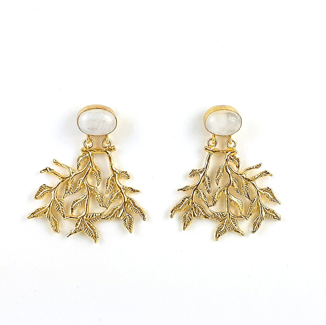 Handcrafted Gold Plated Dangle Earrings –  Semi Precious Stone Jewelry