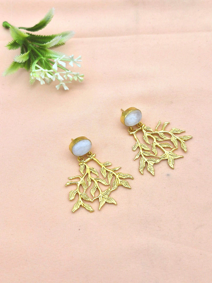 Handcrafted Gold Plated Dangle Earrings –  Semi Precious Stone Jewelry