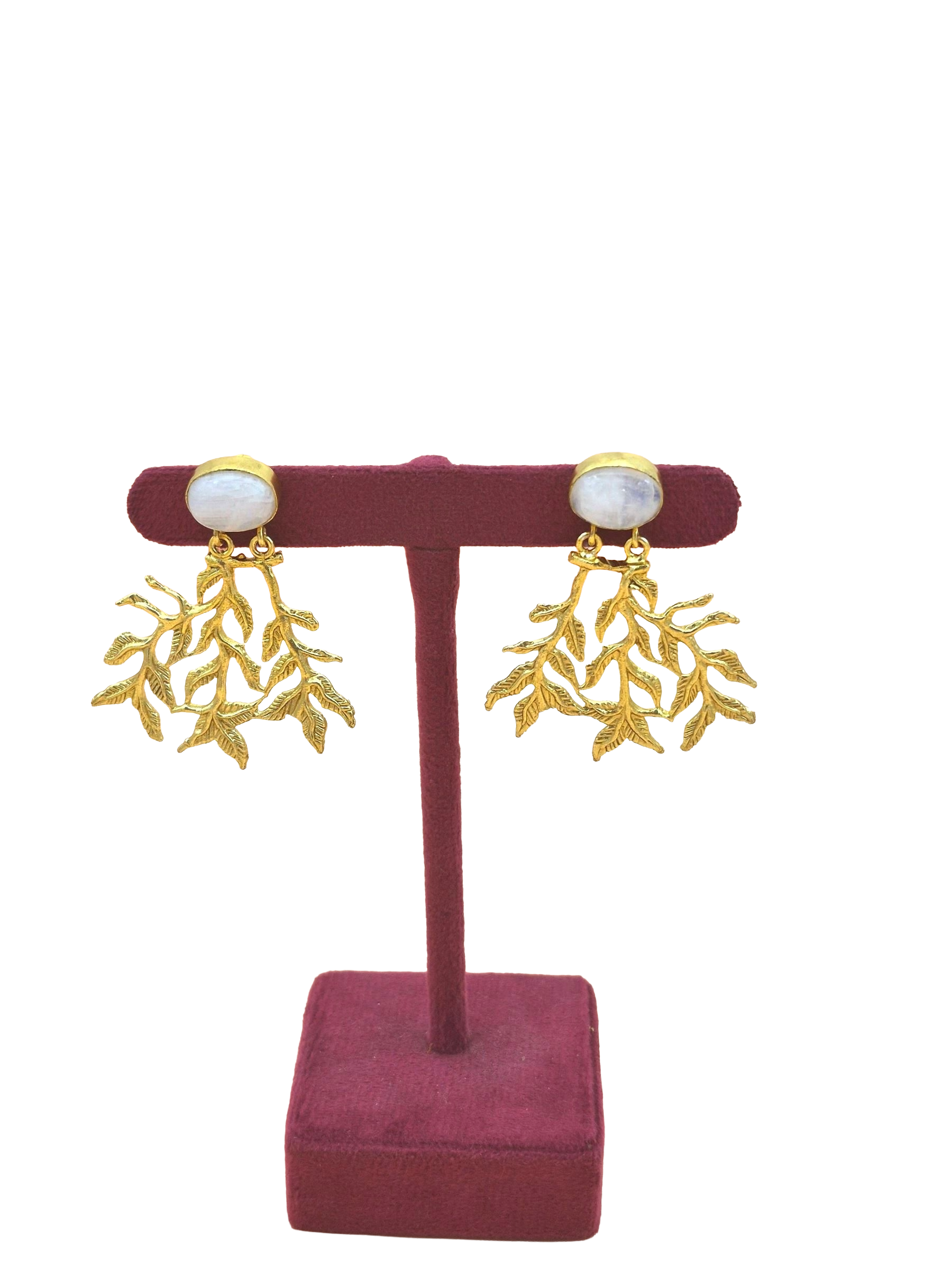 Handcrafted Gold Plated Dangle Earrings –  Semi Precious Stone Jewelry