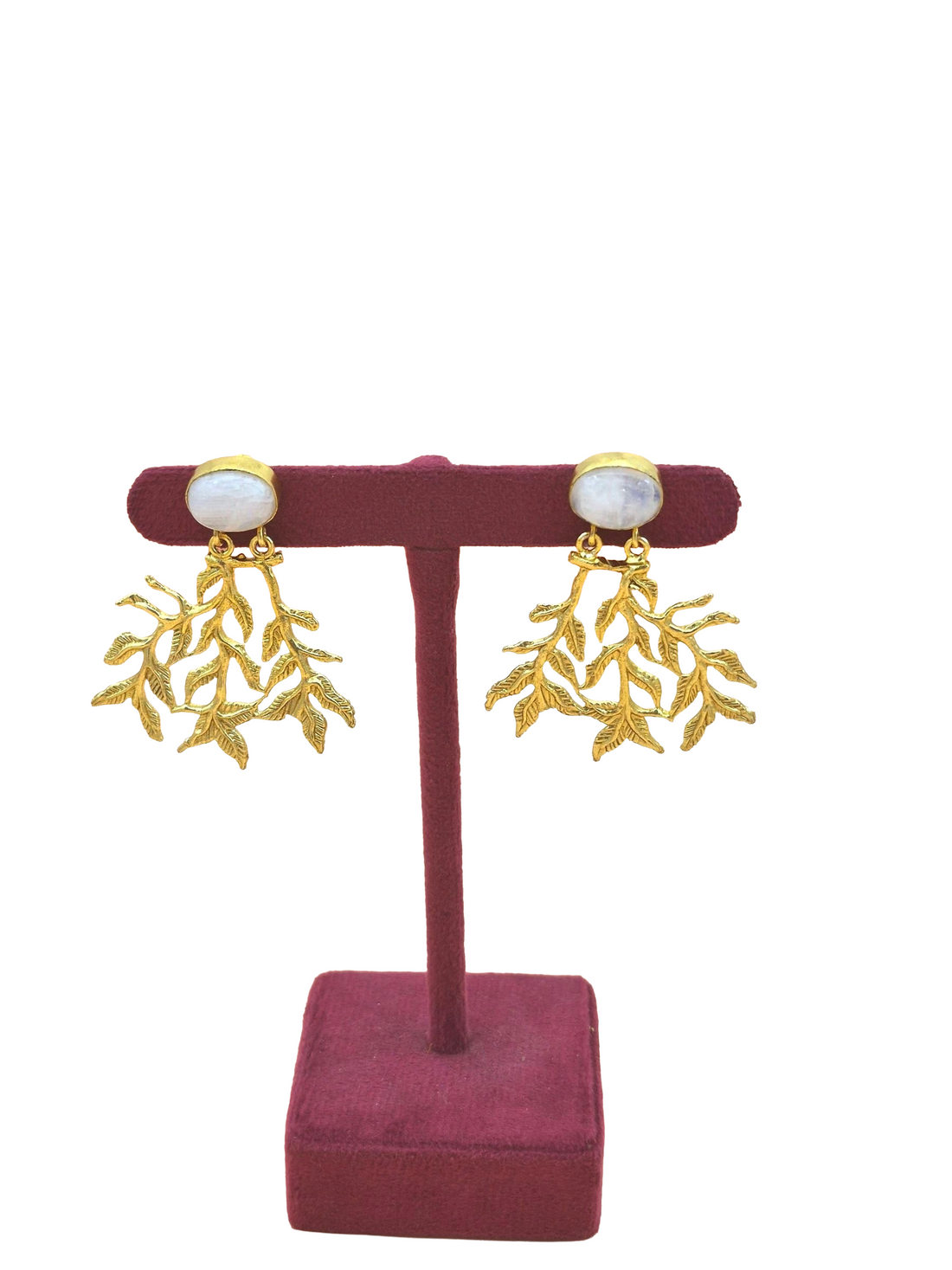 Handcrafted Gold Plated Dangle Earrings –  Semi Precious Stone Jewelry