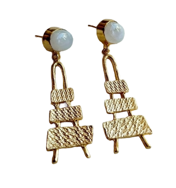Stylish White Rainbow Dangle Earrings- Gold plated Handmade Jewelry for Women