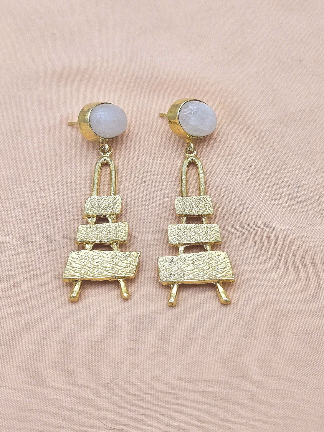 Stylish White Rainbow Dangle Earrings- Gold plated Handmade Jewelry for Women