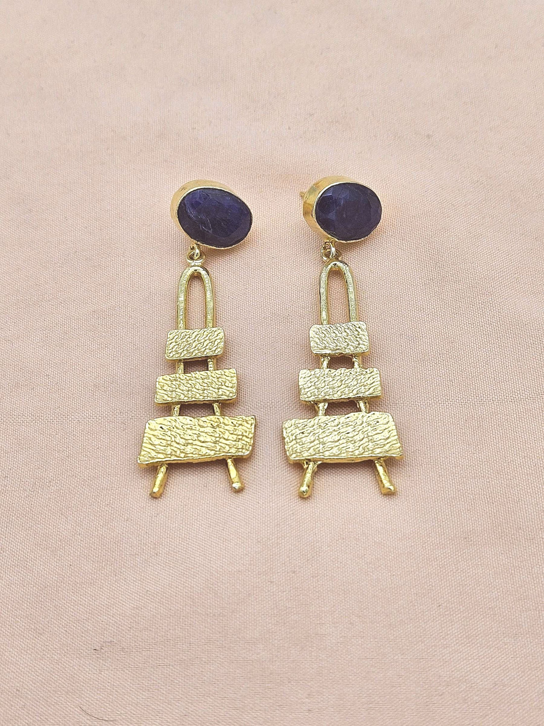 Stylish Blue Hathipara Dangle Earrings- Gold plated Handmade Jewelry for Women