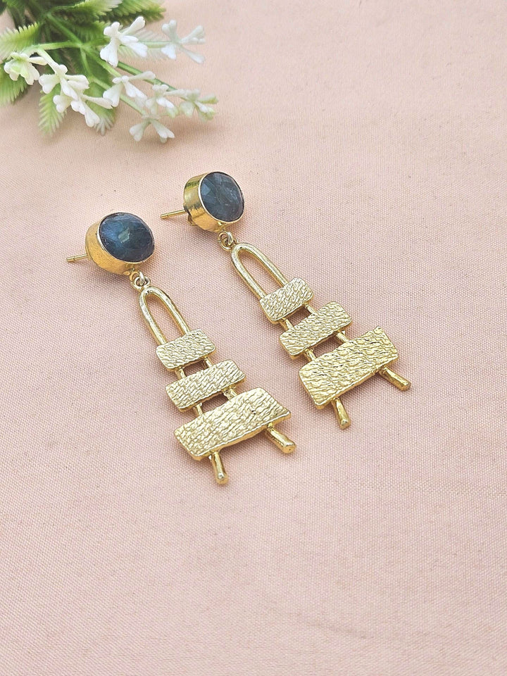 Stylish Green Hathipara Dangle Earrings- Gold plated Handmade Jewelry for Women