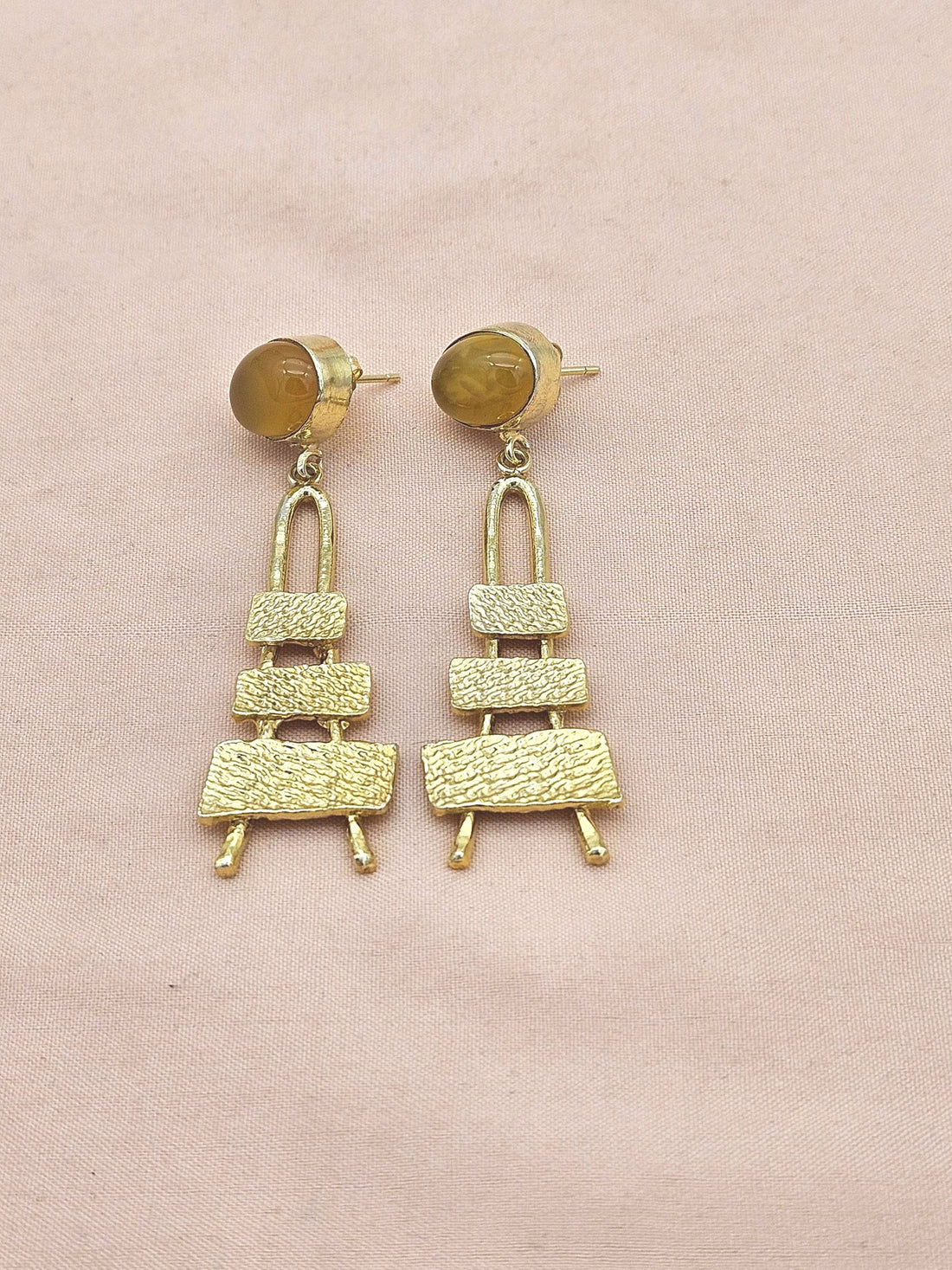 Stylish Yellow Chalcedony Stone Dangle Earrings- Gold plated Handmade Jewelry for Women
