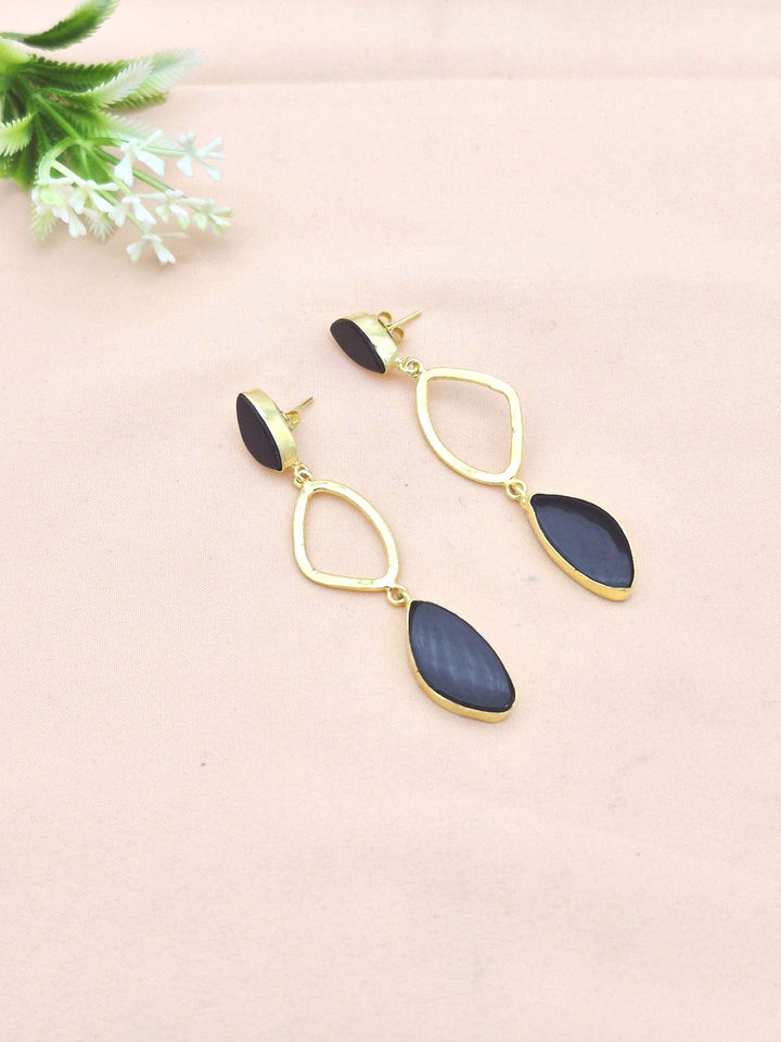 Gold Plated Dangle Earrings – Semi Precious Stone Cute Designer  Light Weight Jewelry
