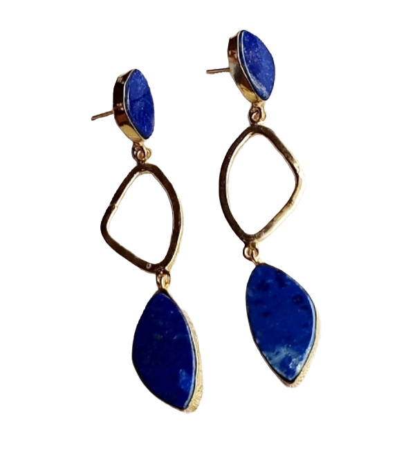 Gold Plated Dangle Earrings – Semi Precious Stone Cute Designer  Light Weight Jewelry