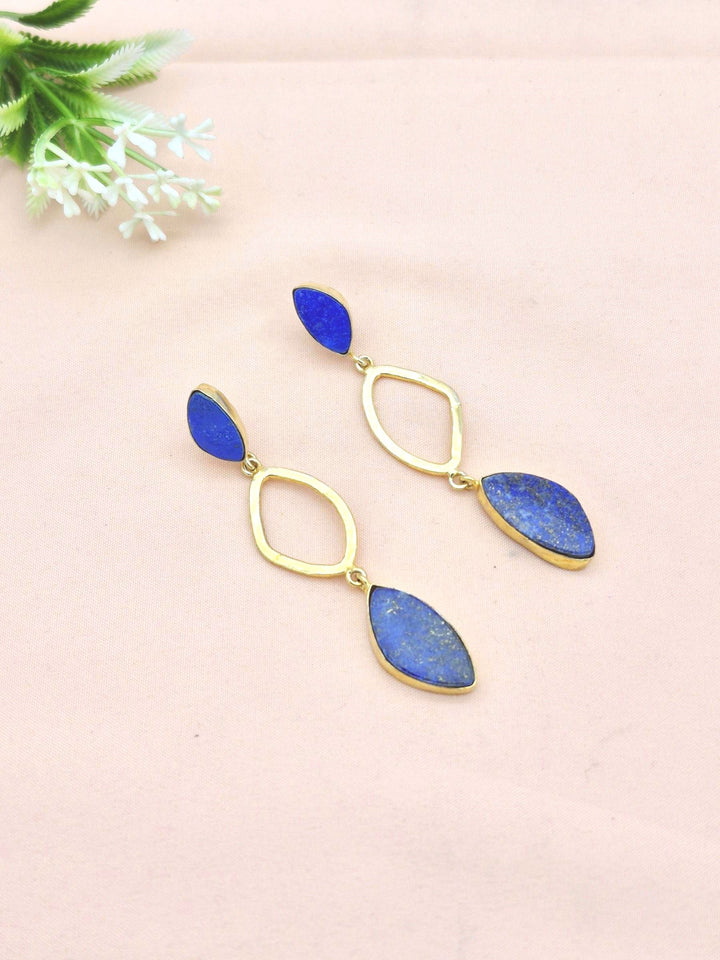 Gold Plated Dangle Earrings – Semi Precious Stone Cute Designer  Light Weight Jewelry