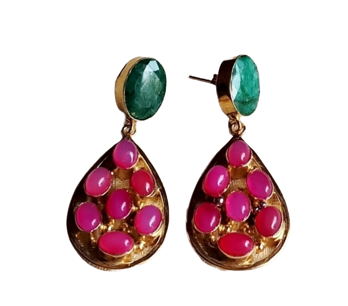 Charming Gold Plated Dangle Earrings –  Semi Precious Stone Jewelry