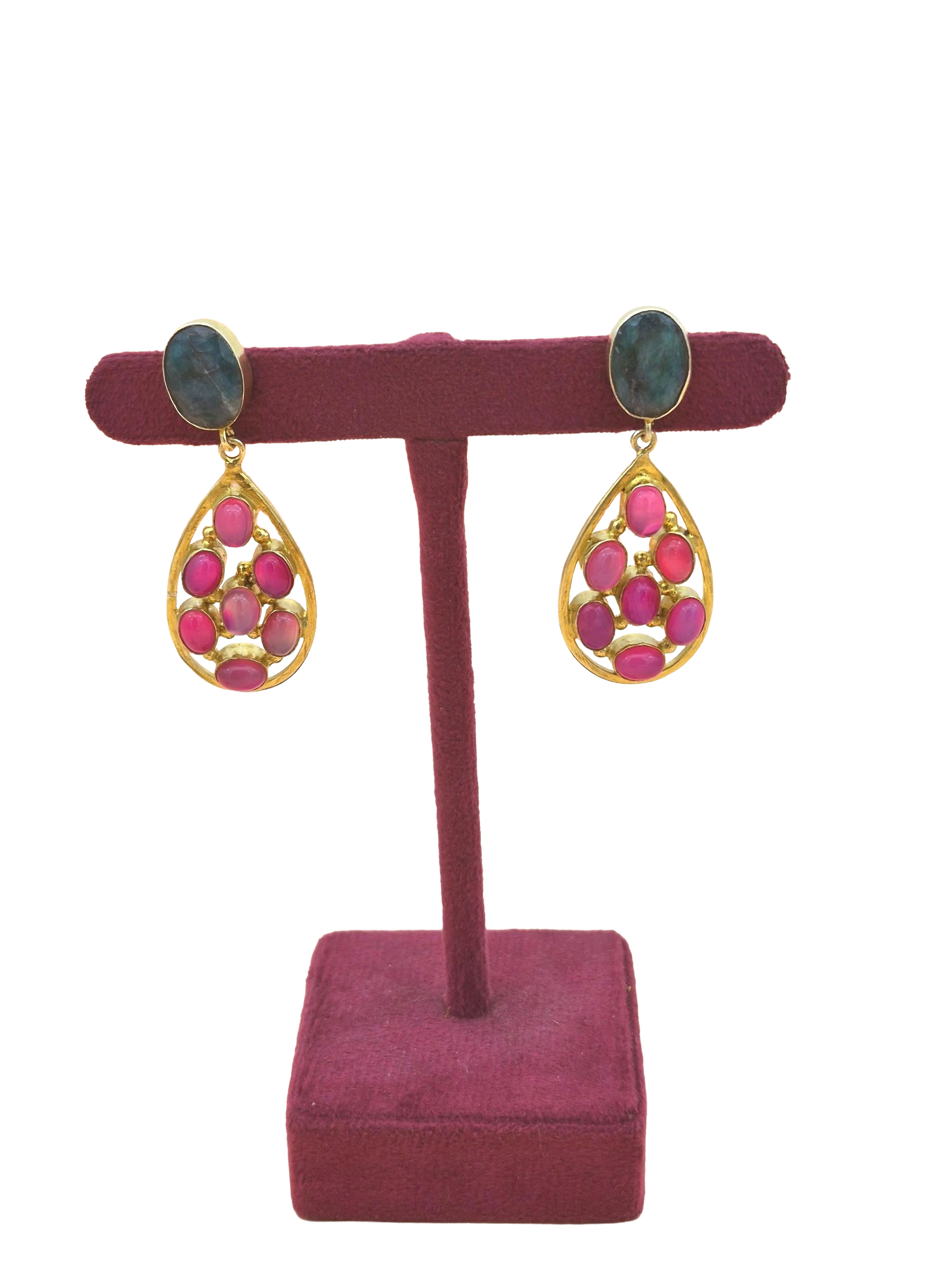 Charming Gold Plated Dangle Earrings –  Semi Precious Stone Jewelry